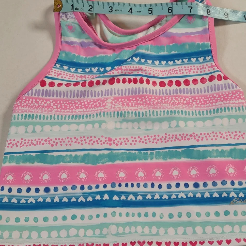 Eddie Baur Multicolor Girls Colorful Tankini Set Pink & Blue Size 7-8 Small EUC